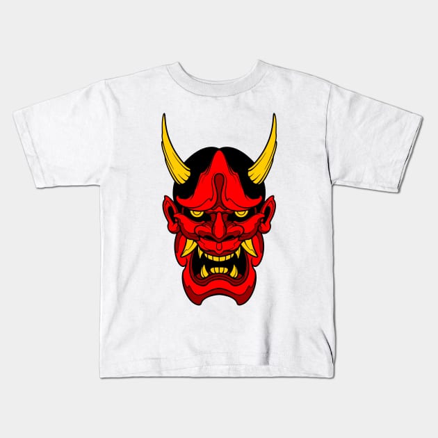 demon mask illustration Kids T-Shirt by TOSSS LAB ILLUSTRATION